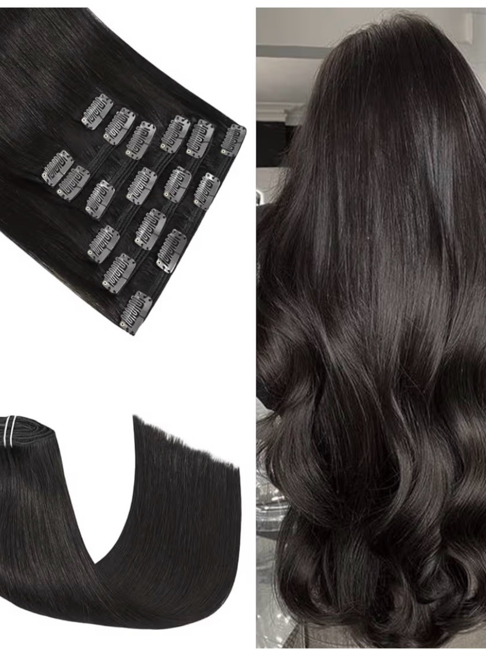 Honsoo Remy Hair Extensions Clip in Human Hair #2 Dark Brown 22”straight